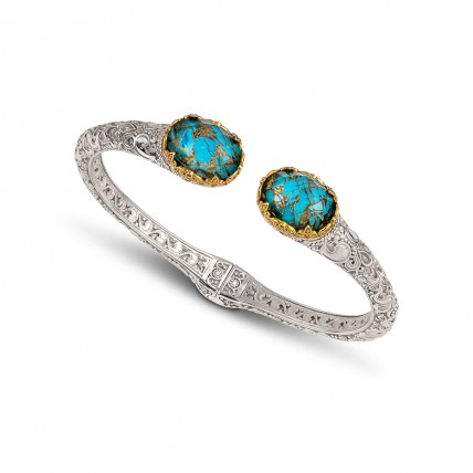 Ασημένιο Βραχιόλι με Ημιπολύτιμες Πέτρες "Blue Turquoise" SB12 - B193-1P Ασημένιο Βραχιόλι με Ημιπολύτιμες Πέτρες "Blue Turquoise" SB12 - B193-1P